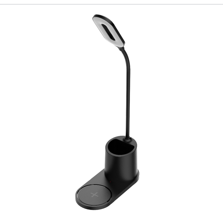 LED Stolní lampa LED/3W/5V s bezdrátovým nabíjením černá