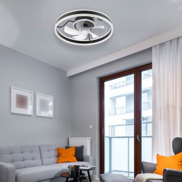 LED Stmívatelné stropní svítidlo s ventilátorem APOLLO LED/38W/230V černá + dálkové ovládání