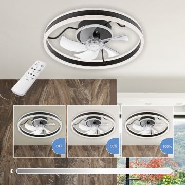 LED Stmívatelné stropní svítidlo s ventilátorem APOLLO LED/38W/230V černá + dálkové ovládání