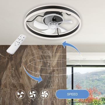 LED Stmívatelné stropní svítidlo s ventilátorem APOLLO LED/38W/230V černá + dálkové ovládání