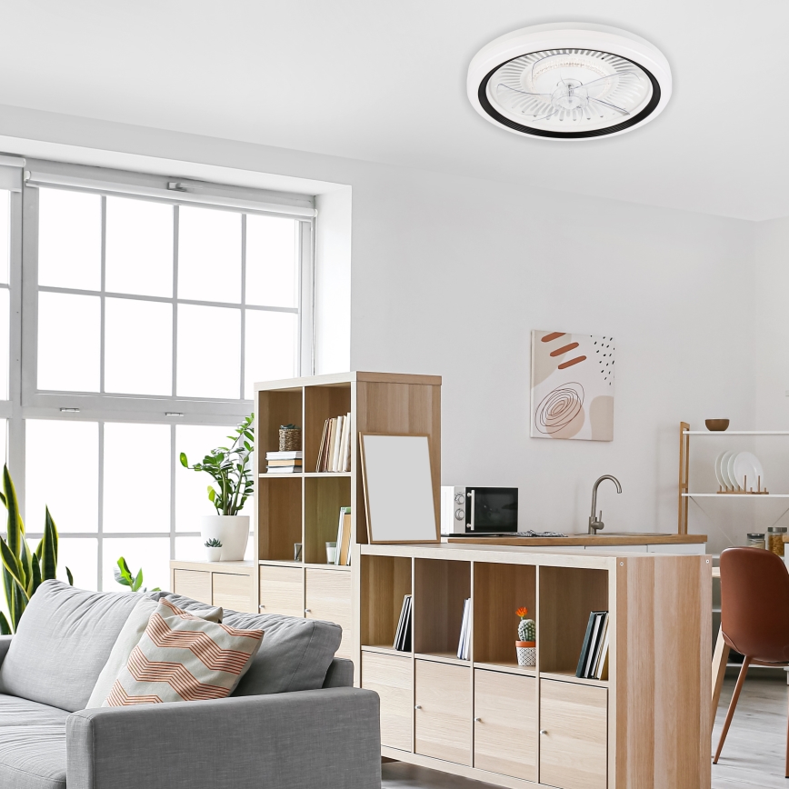 LED Stmívatelné stropní svítidlo s ventilátorem GEMMA LED/37W/230V bílá + dálkové ovládání