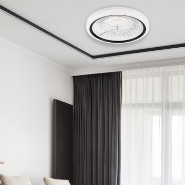 LED Stmívatelné stropní svítidlo s ventilátorem GEMMA LED/37W/230V bílá + dálkové ovládání