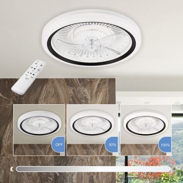 LED Stmívatelné stropní svítidlo s ventilátorem GEMMA LED/37W/230V bílá + dálkové ovládání