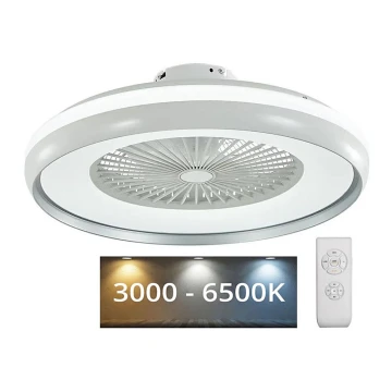 LED Stropní svítidlo s ventilátorem LED/45W/230V 3000/4000/6500K šedá + dálkové ovládání