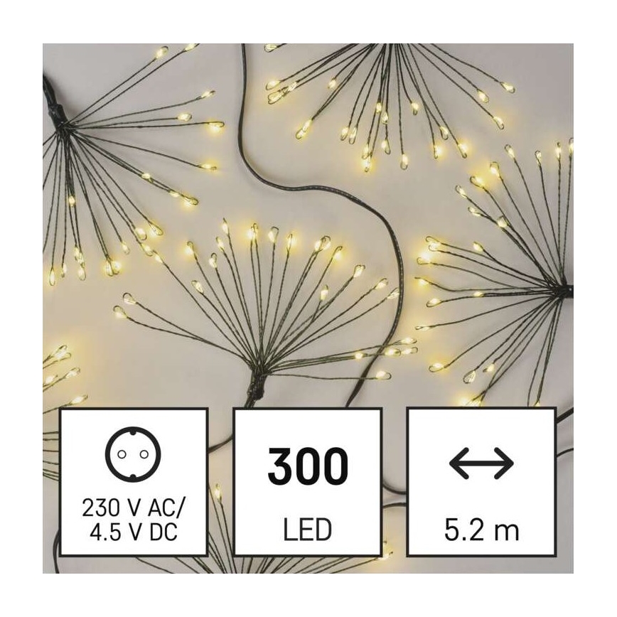 LED Vánoční řetěz 300xLED/8,2m teplá bílá