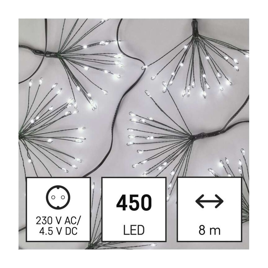 LED Vánoční řetěz 450xLED/11m studená bílá