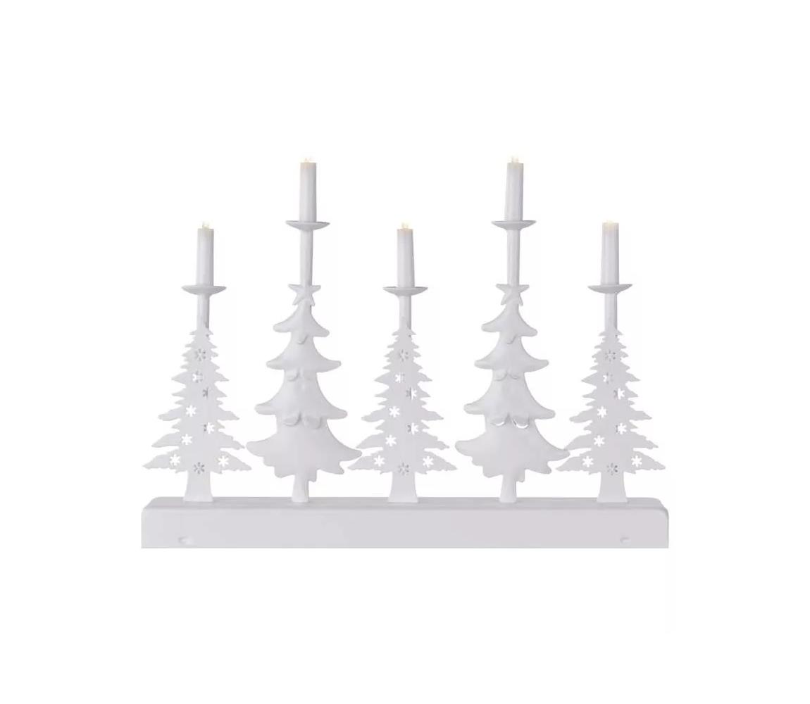 EMOS LED svícen – vánoční stromy se svíčkami, 24 cm, 2x AA, vnitřní, teplá bílá, časovač