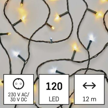 LED Vánoční venkovní řetěz 120xLED/17m IP44 teplá/studená bílá