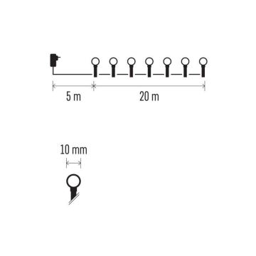 LED Vánoční venkovní řetěz 200xLED/8 módů 25m IP44 studená bílá