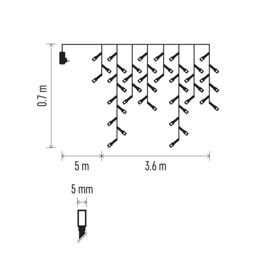 LED Vánoční venkovní řetěz 200xLED/8 módů 8,6m IP44 studená bílá