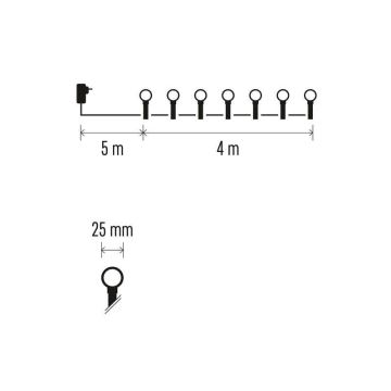 LED Vánoční venkovní řetěz 40xLED/9m IP44 modrá