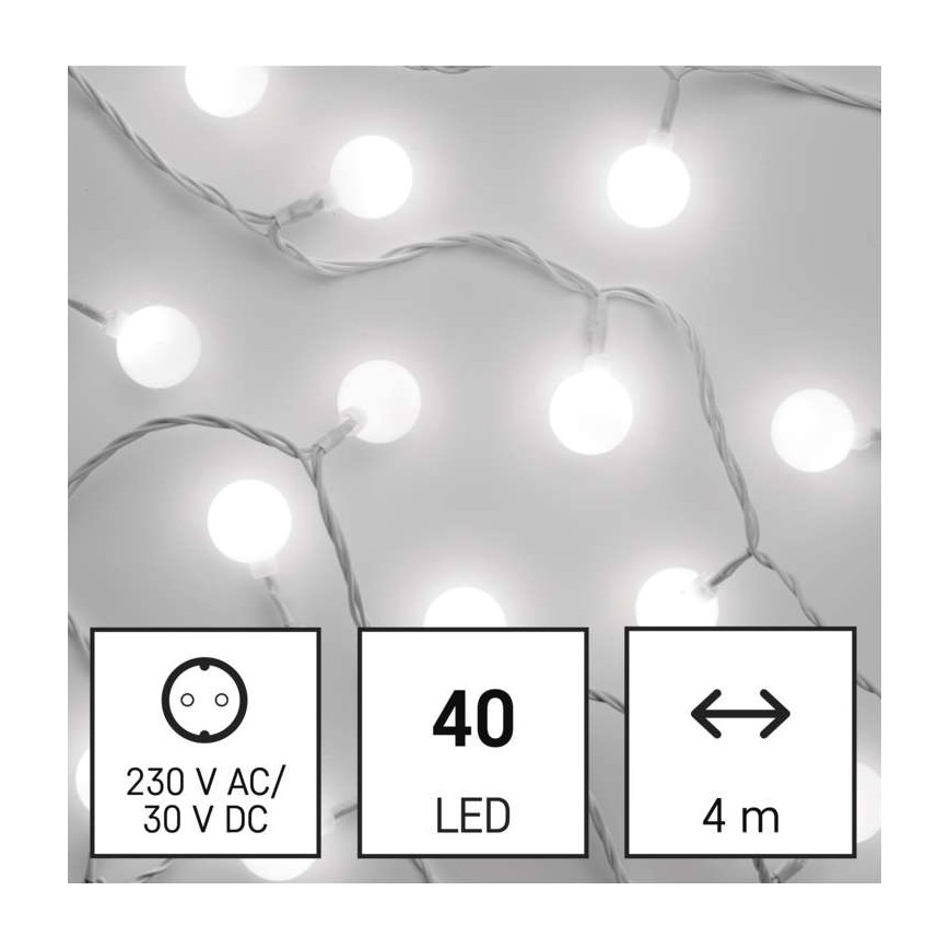 LED Vánoční venkovní řetěz 40xLED/9m IP44 studená bílá