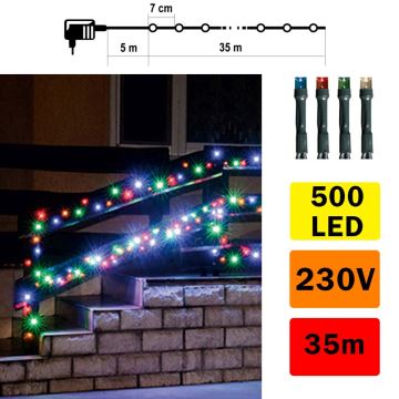LED Vánoční venkovní řetěz 500xLED 35m IP44 multicolor