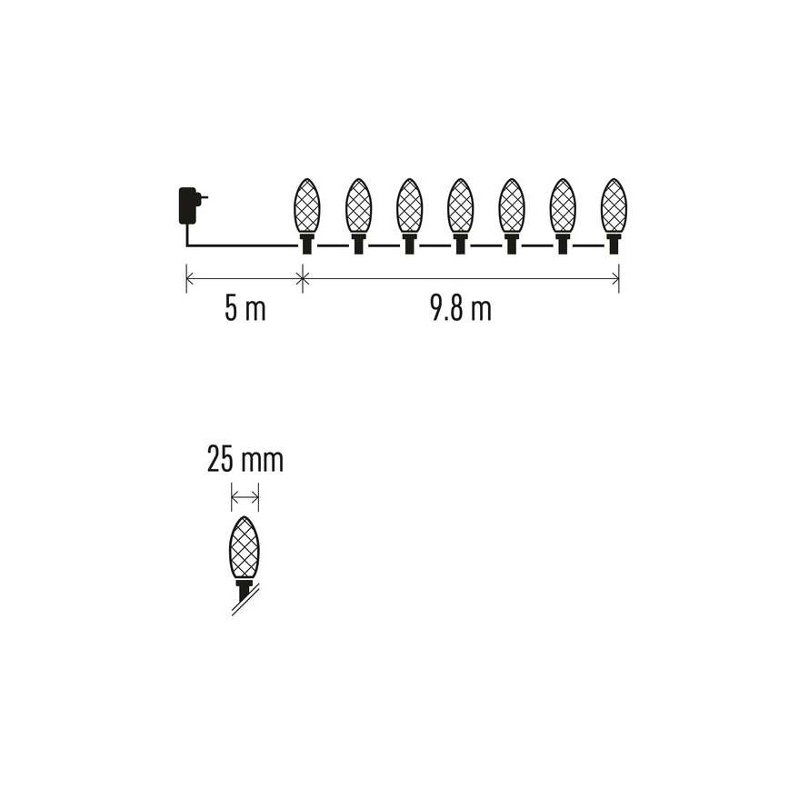 LED Vánoční venkovní řetěz 50xLED/8 módů 14,8m IP44 multicolor