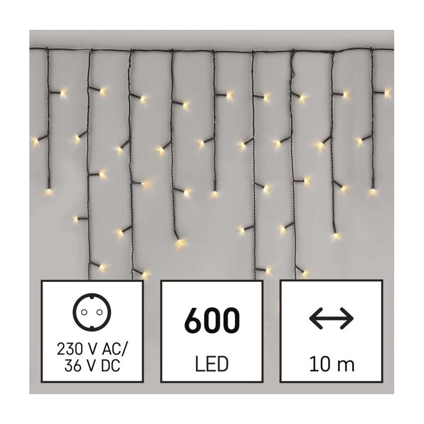 LED Vánoční venkovní řetěz 600xLED/8 módů 15m IP44 teplá bílá