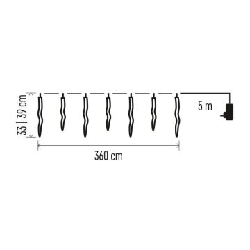 LED Vánoční venkovní řetěz 60xLED/8,6m IP44