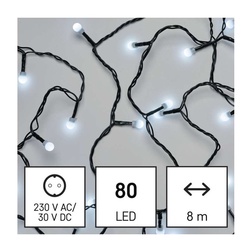 LED Vánoční venkovní řetěz 80xLED/13m IP44 studená bílá