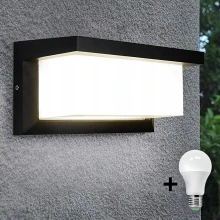 LED Venkovní nástěnné svítidlo s žárovkou se senzorem soumraku NEELY 1xE27/9W/230V IP54 černá