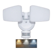 LED Venkovní reflektor se senzorem LED/24W/230V 3000/4000/6000K IP54 bílá