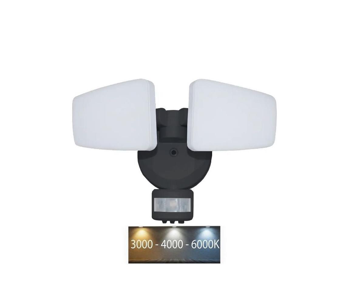  LED Venkovní reflektor se senzorem LED/24W/230V 3000/4000/6000K IP54 černá 