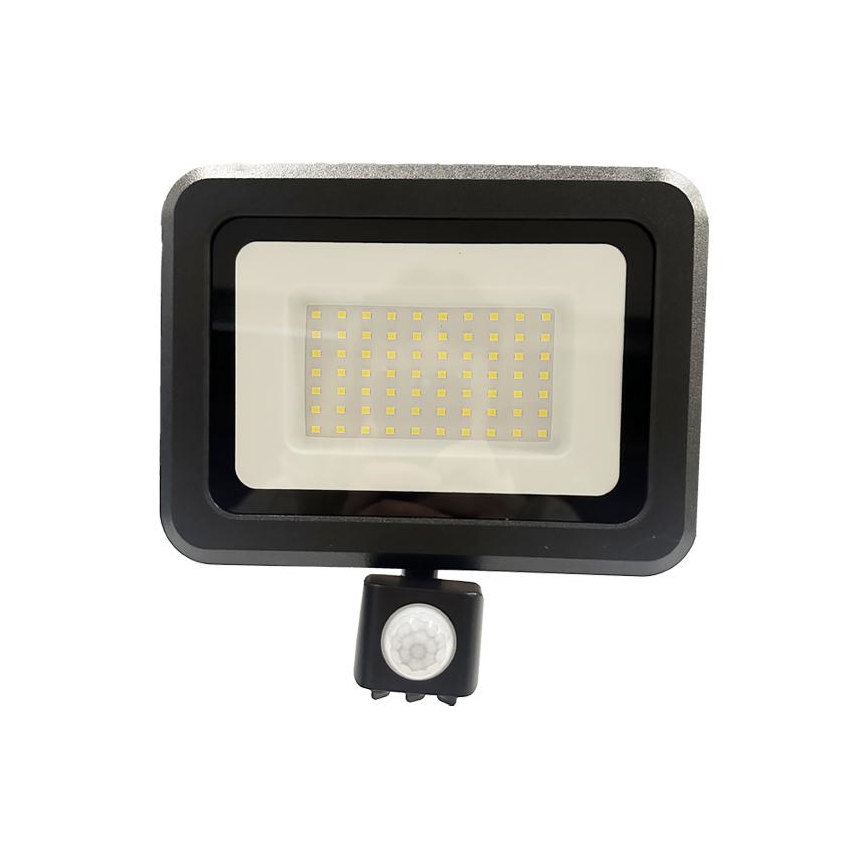 LED Venkovní reflektor se senzorem LED/50W/230V 4000K IP44 černá