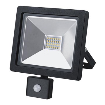 LED venkovní reflektor se senzorem SLIM LED/20W/230V černá IP44