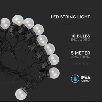 LED Venkovní řetěz STRING 5m 10xLED/0,4W/24/230V 3000K IP44