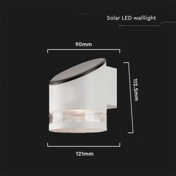 LED Venkovní solární nástěnné svítidlo LED/1W/3,7V 3000K IP54 bílá