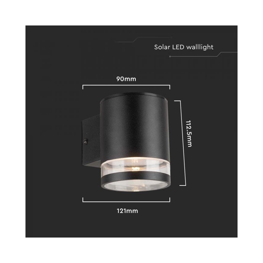 LED Venkovní solární nástěnné svítidlo LED/1W/3,7V 3000K IP54 černá