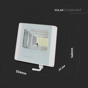 LED Venkovní solární reflektor LED/12W/3,2V IP65 6400K + dálkové ovládání