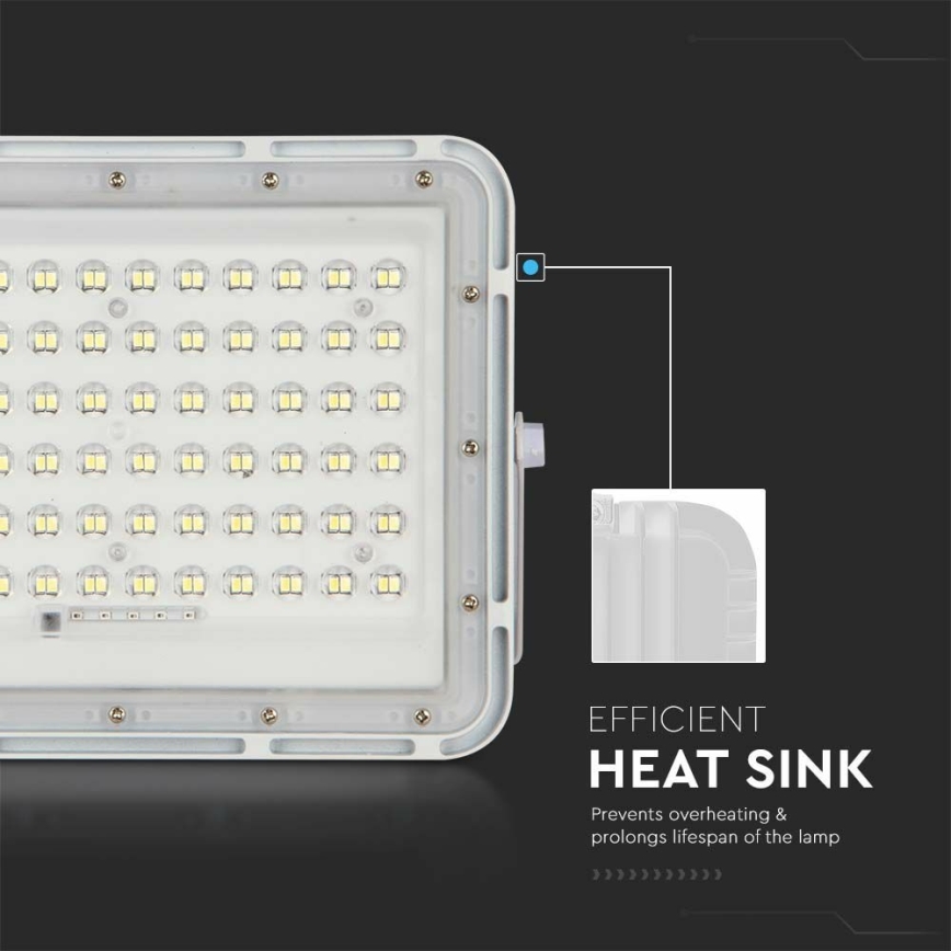 LED Venkovní stmívatelný solární reflektor LED/15W/3,2V IP65 4000K bílá + dálkové ovládání