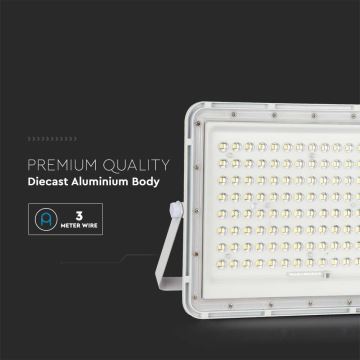 LED Venkovní solární reflektor LED/20W/3,2V 4000K bílá IP65 + dálkové ovládání