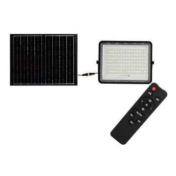 LED Venkovní solární reflektor LED/20W/3,2V 6400K černá IP65 + dálkové ovládání