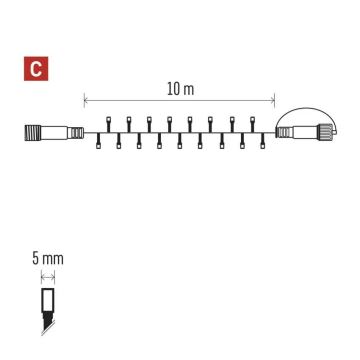 LED Venkovní vánoční řetěz 100xLED/10m IP44 červená