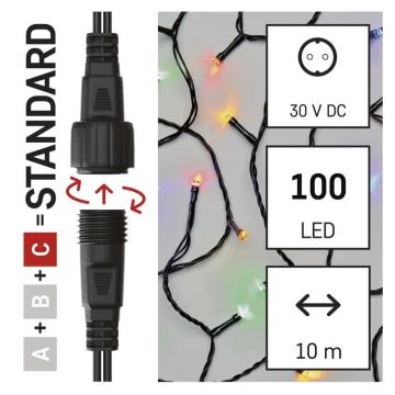 LED Venkovní vánoční řetěz 100xLED/10m IP44 multicolor