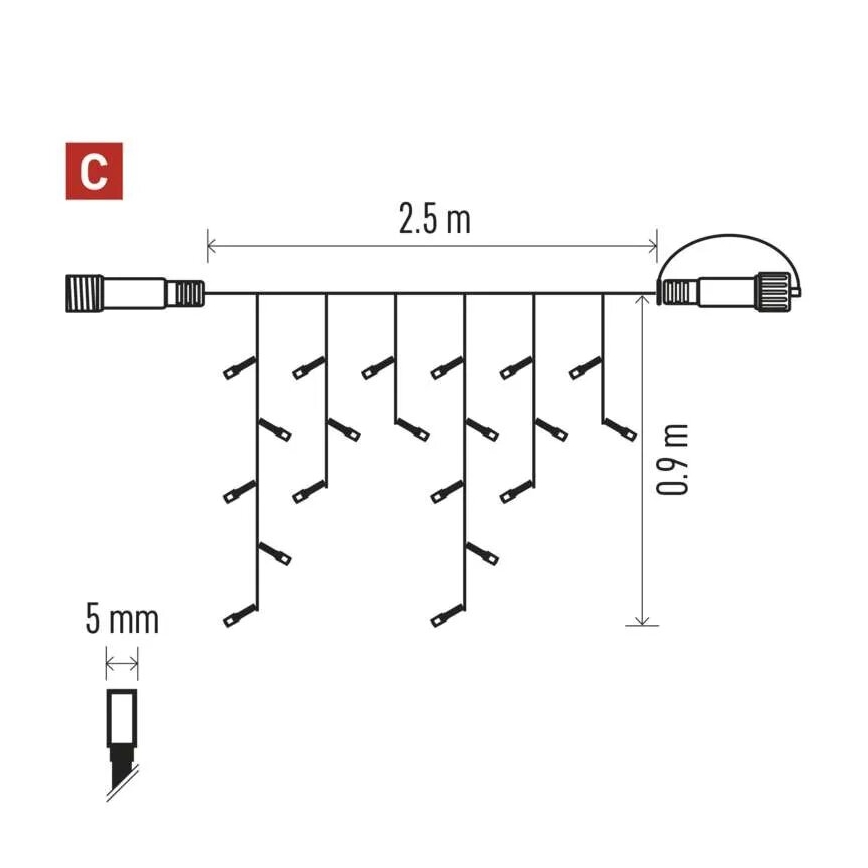 LED Venkovní vánoční řetěz 100xLED/2,5x0,9m IP44 studená bílá