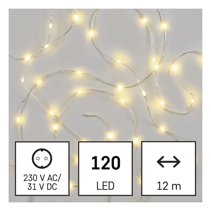 LED Venkovní vánoční řetěz 120xLED/17m IP44 teplá bílá