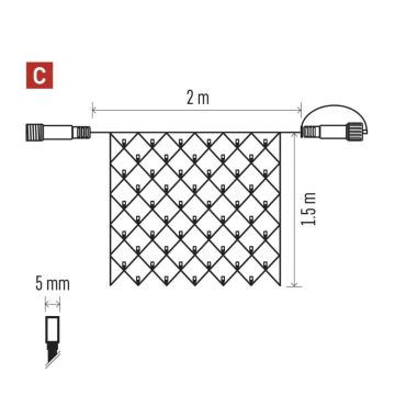 LED Venkovní vánoční řetěz 160xLED/2x1,5m IP44 teplá bílá