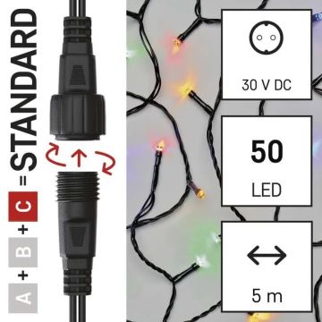 LED Venkovní vánoční řetěz 50xLED/5m IP44 multicolor