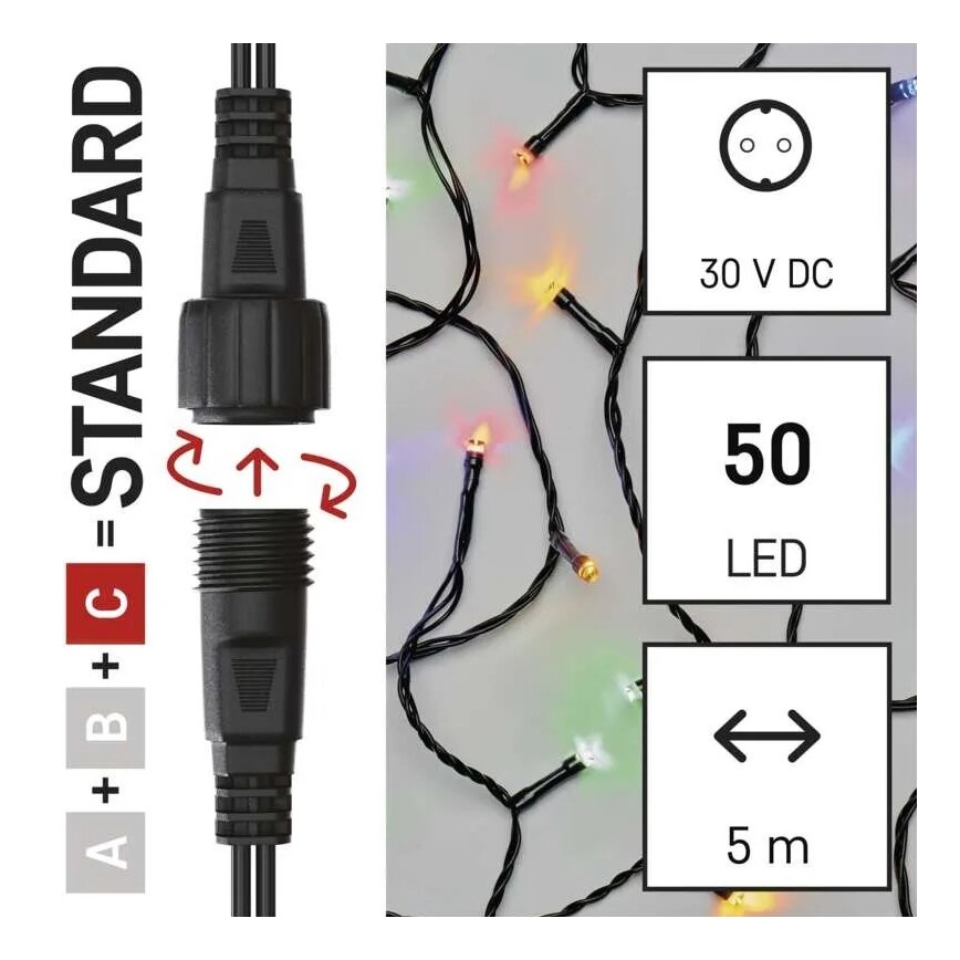 LED Venkovní vánoční řetěz 50xLED/5m IP44 multicolor