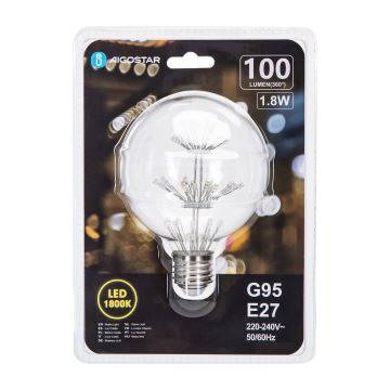 LED Žárovka FILAMENT G95 E27/1,8W/230V 1800K - Aigostar