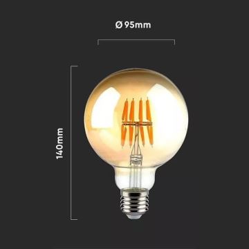 LED Žárovka FILAMENT G95 E27/8W/230V 2200K