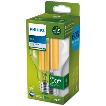 LED Žárovka FILAMENT Philips A60 E27/7,3W/230V 4000K