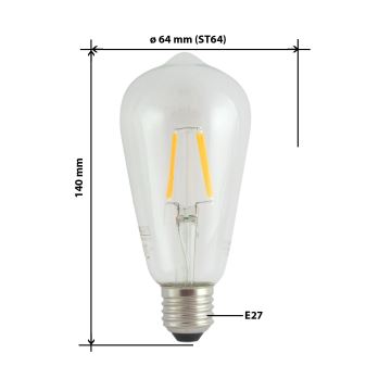 LED Žárovka FILAMENT VINTAGE ST64 E27/4W/230V 2700K