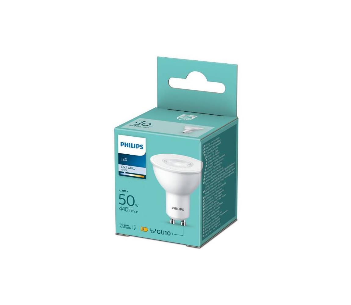 Philips LED žárovka , 4,7W, GU10, studená bílá