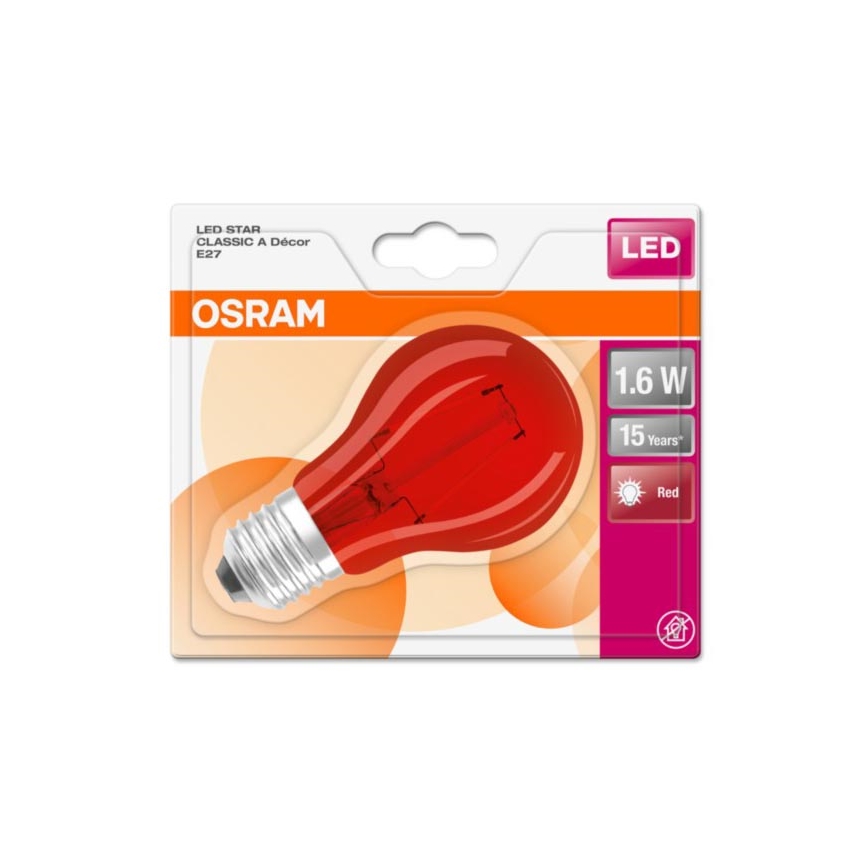 LED Žárovka STAR E27/1,6W/230V červená 3000K - Osram