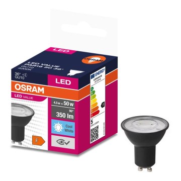 LED Žárovka VALUE PAR16 GU10/4,5W/230V 6500K 36° černá - Ledvance