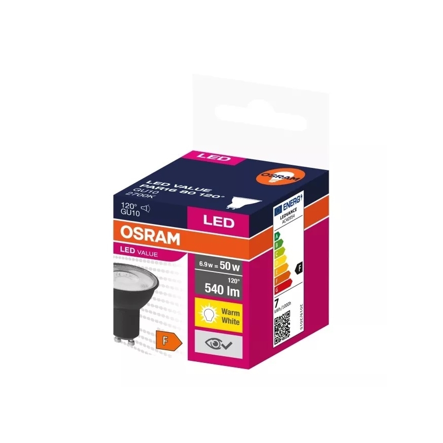 LED Žárovka VALUE PAR16 GU10/6,9W/230V 2700K 120° černá - Ledvance