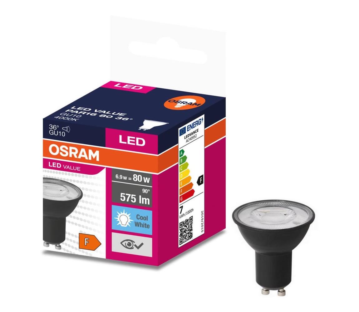 Ledvance LED Žárovka VALUE PAR16 GU10/6,9W/230V 6500K 36° černá - Ledvance 