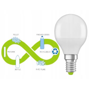 LED Žárovka z recyklovaného plastu P45 E14/4,9W/230V 4000K - Ledvance